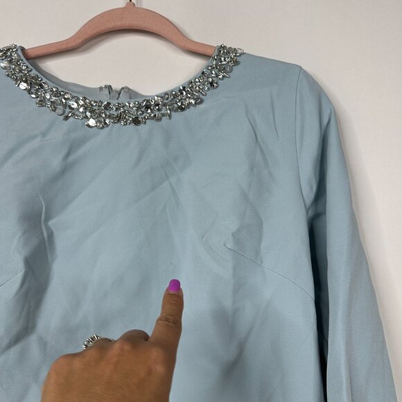 FLAW - NWT Mac Duggal Embellished A-Line Cocktail Dress Seafoam Medium #9867 - Picture 6 of 12
